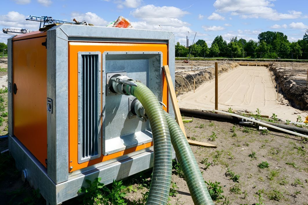 A Hose Is Attached To A Machine On A Construction Site — Belt Maintenance & Supplies Pty Ltd In Nindaroo, QLD