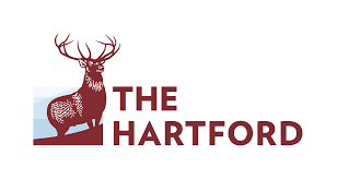 The Hartford logo: a maroon stag stands left of the company's name in maroon text.