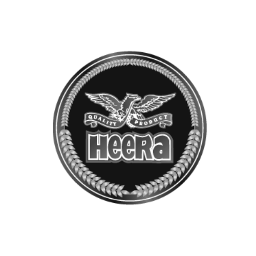 A black and white logo for heera quality product