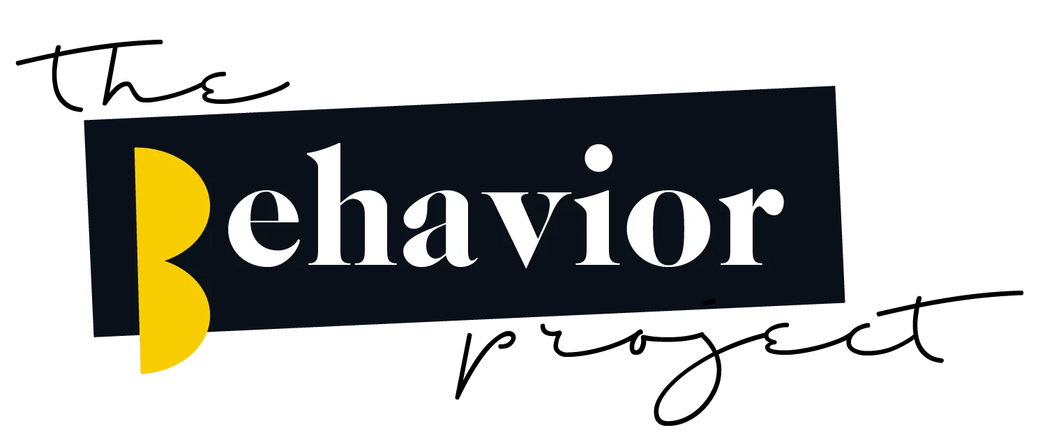 The Behavior Project logo in black, yellow, and handwritten script on a white background