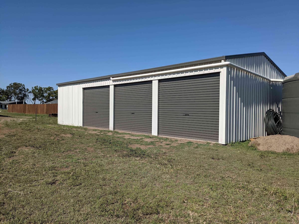 Shed With 3 Roller Doors - Sheds Australia Wide