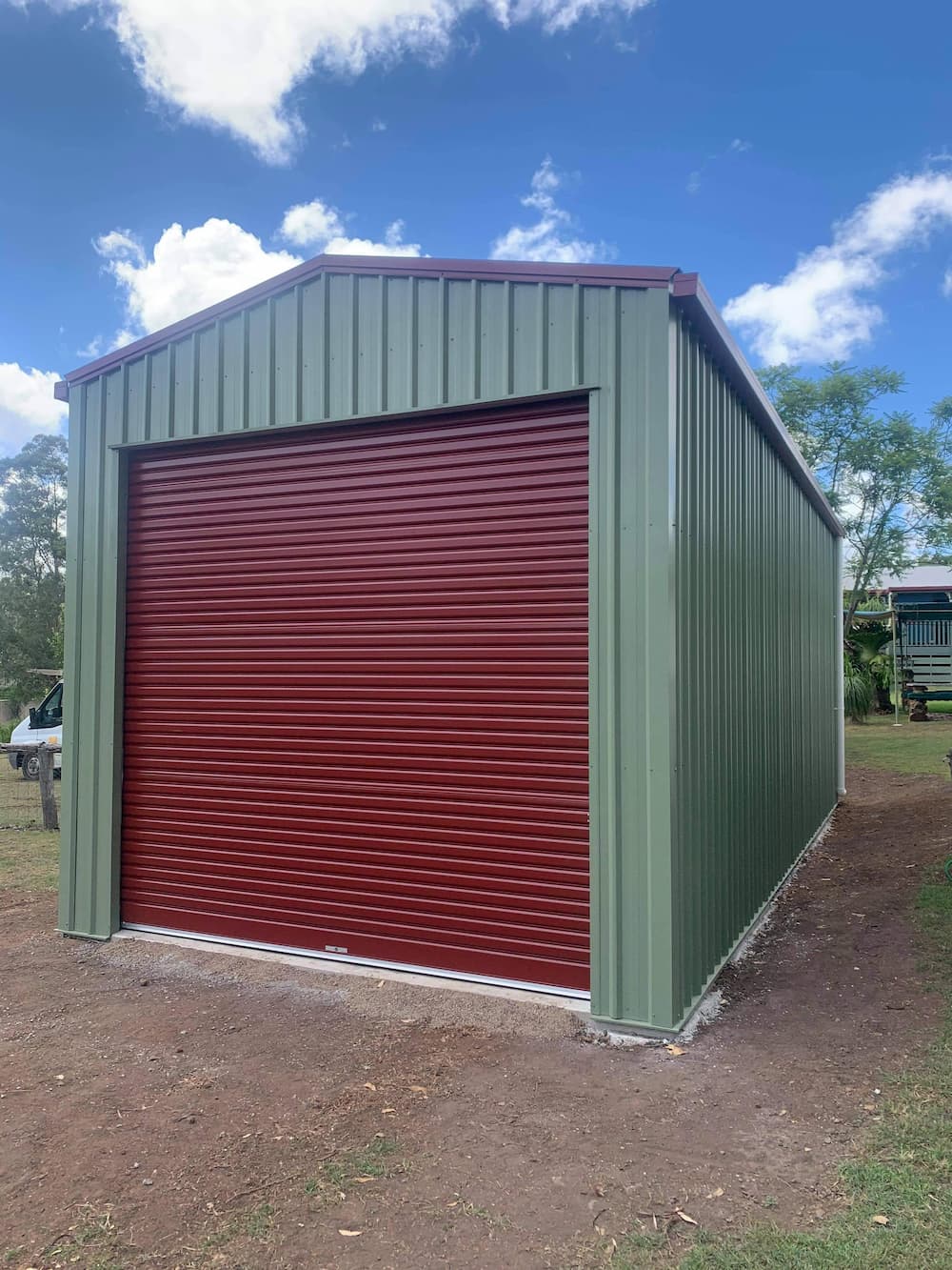 Small Green Shed With Red Door - Homes And Sheds Australia Wide