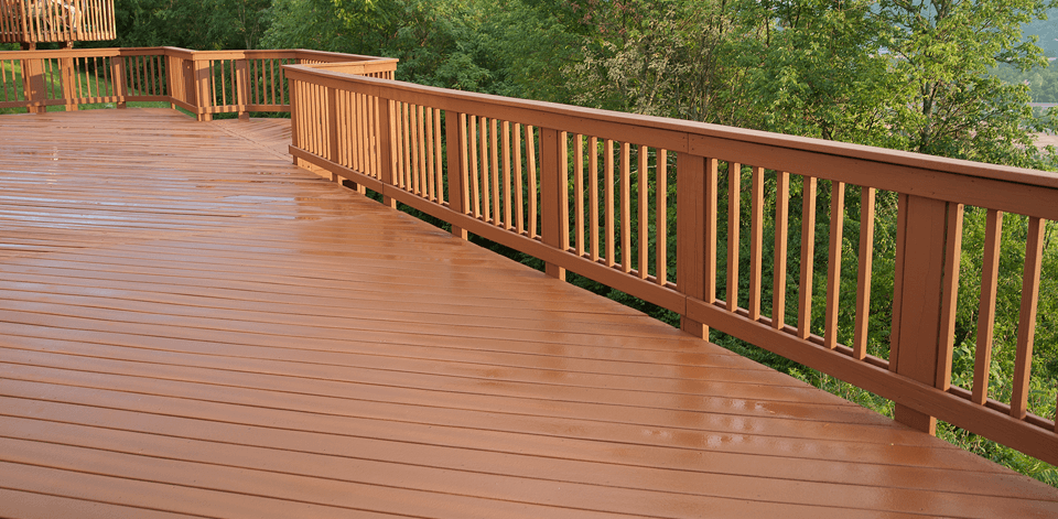 A big brown wooden deck
