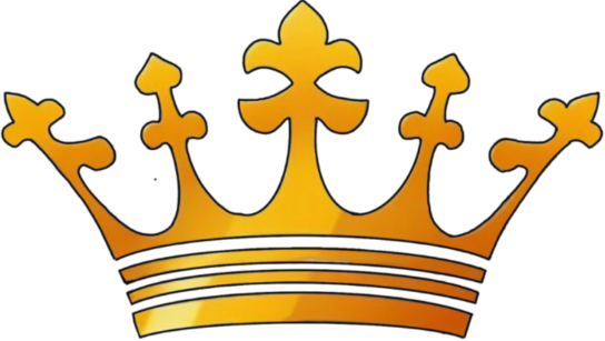 A drawing of a gold crown on a white background