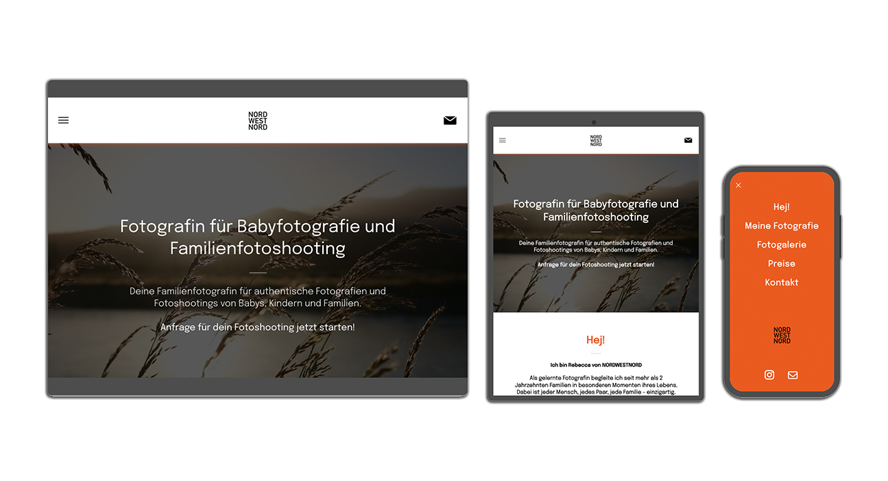 Projekt nordwestnord.de der XY110 Internetagentur in drei unterschiedlichen Varianten für Desktop, Tablet und Smartphone.