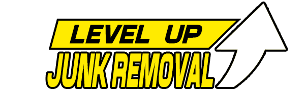 a yellow sign that says level up junk removal