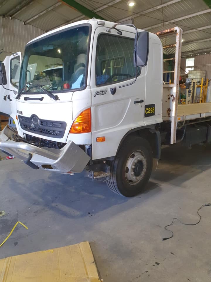 White Truck Parked In The Shop — Mid North Coast Heavy Vehicle Repairs In Wauchope, NSW