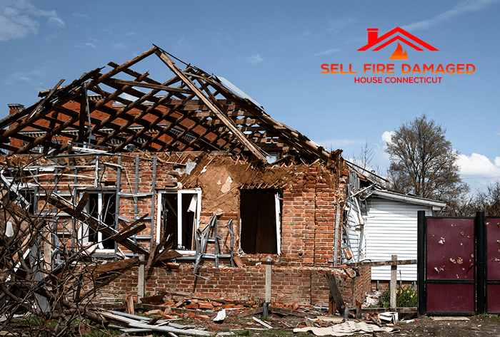 A house with fire damage in Connecticut