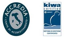 Loghi: Certificati Accredia (Italia) e Kiwa.