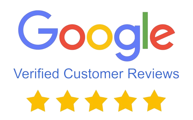 A google verified customer reviews logo with five stars.