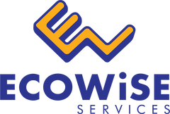 a blue and yellow logo for ecowise services