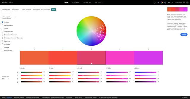 Como criar paletas de cores usando o Adobe Color?