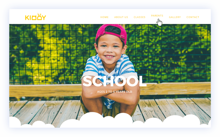 Website header for a school website that shows the school's brand personality.