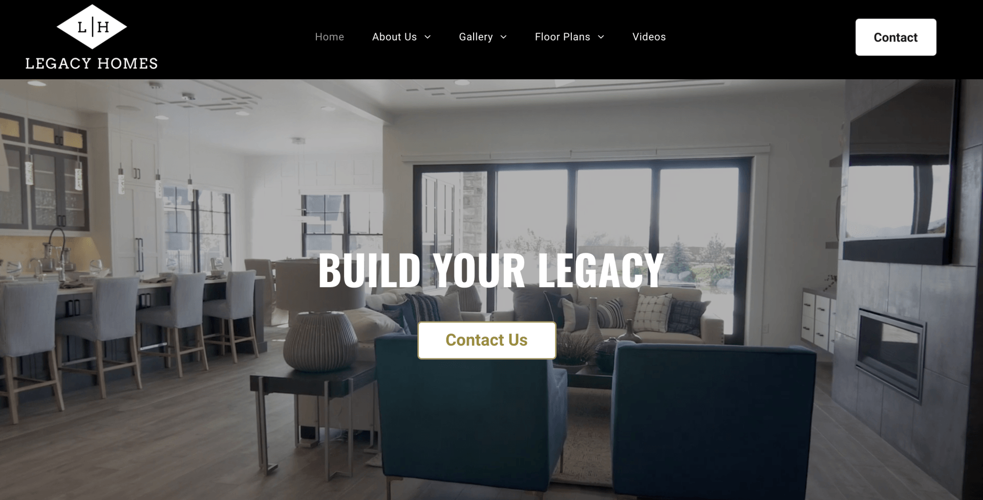Screenshot of the homepage of Legacy Homes website