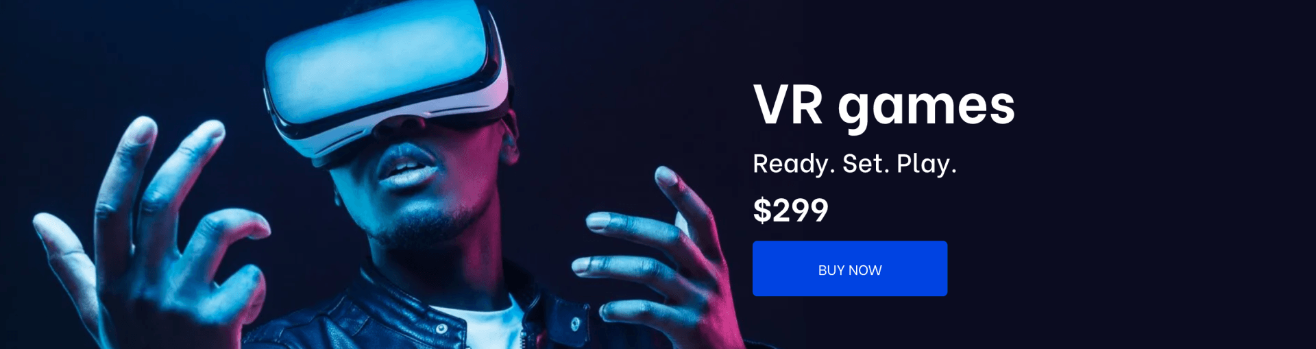 An image of a man wearing a VR headset accenting the text 