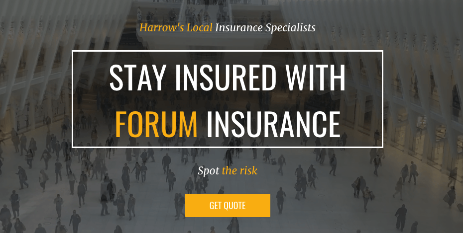 Screenshot of the Forum Insurance website with a background video. 