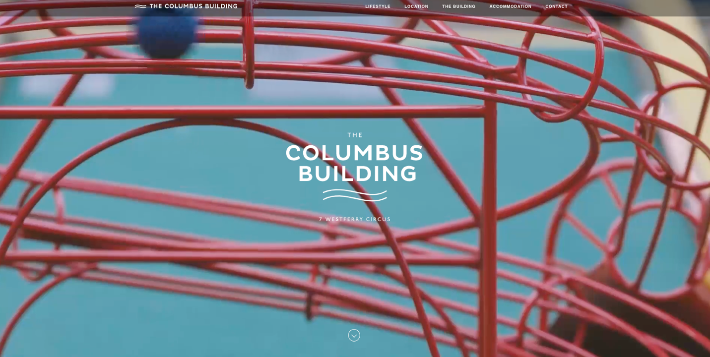 Website video background screenshot at the Columbus Building website. 