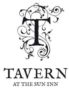 Logo for Tavern at the Sun Inn: Large, ornate letter 