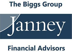 Logo of The Biggs Group, Janney Financial Advisors; white text on navy blue and gray background.
