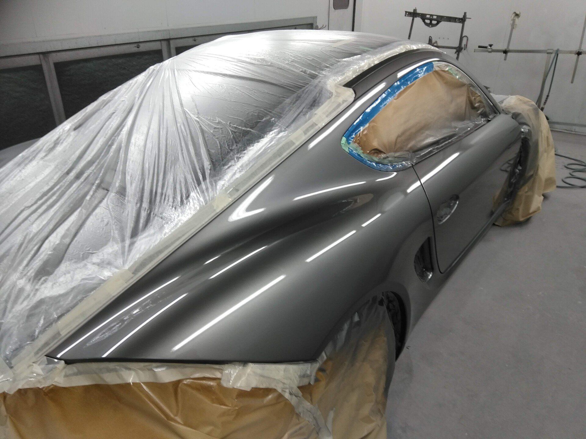 car being sprayed white