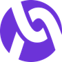 A purple circle with a white swirl inside of it.