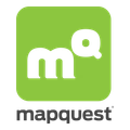 A green square with the word mapquest on it