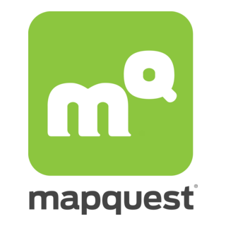 A green square with the word mapquest on it