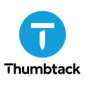 The logo for thumbtack is a blue circle with a white t on it