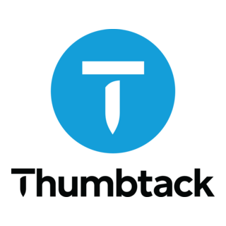 The logo for thumbtack is a blue circle with a white t on it
