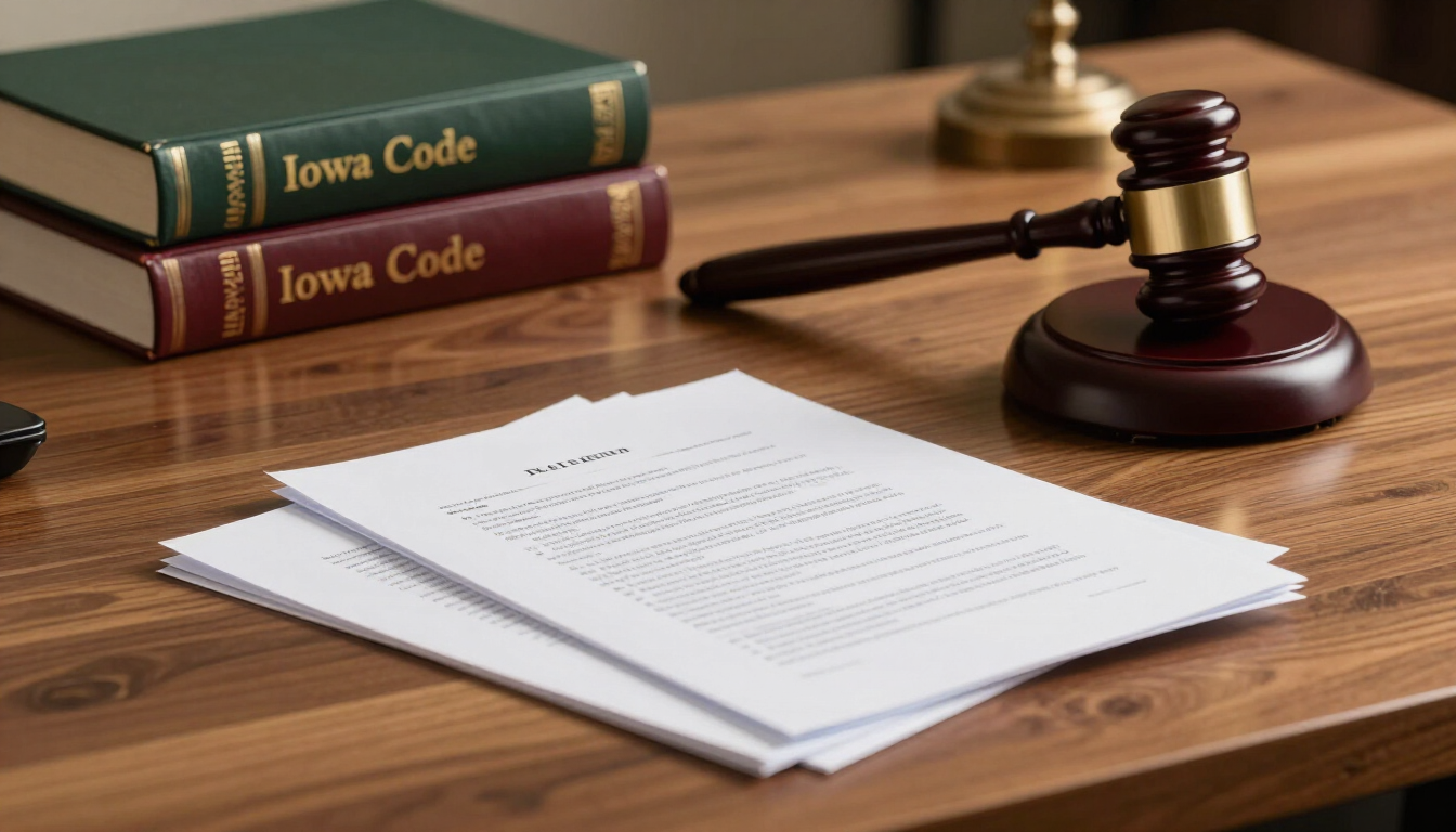 Stack of legal papers on a wooden desk beside two law books and a gavel