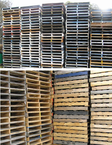 Stacked wooden crates