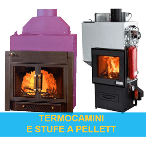 stufa a pellet e termocamino viola
