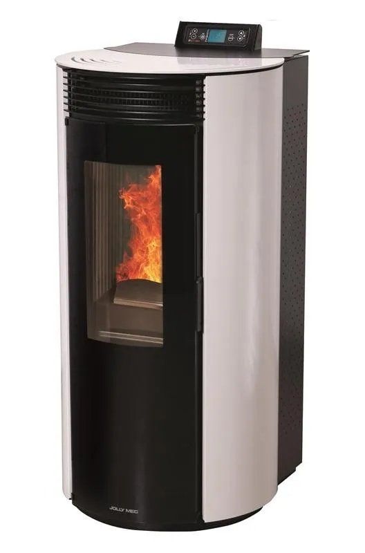 stufa a pellet bianca e nera