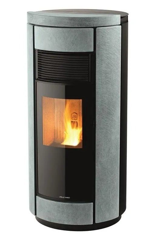 stufa a pellet bianca cilindrica