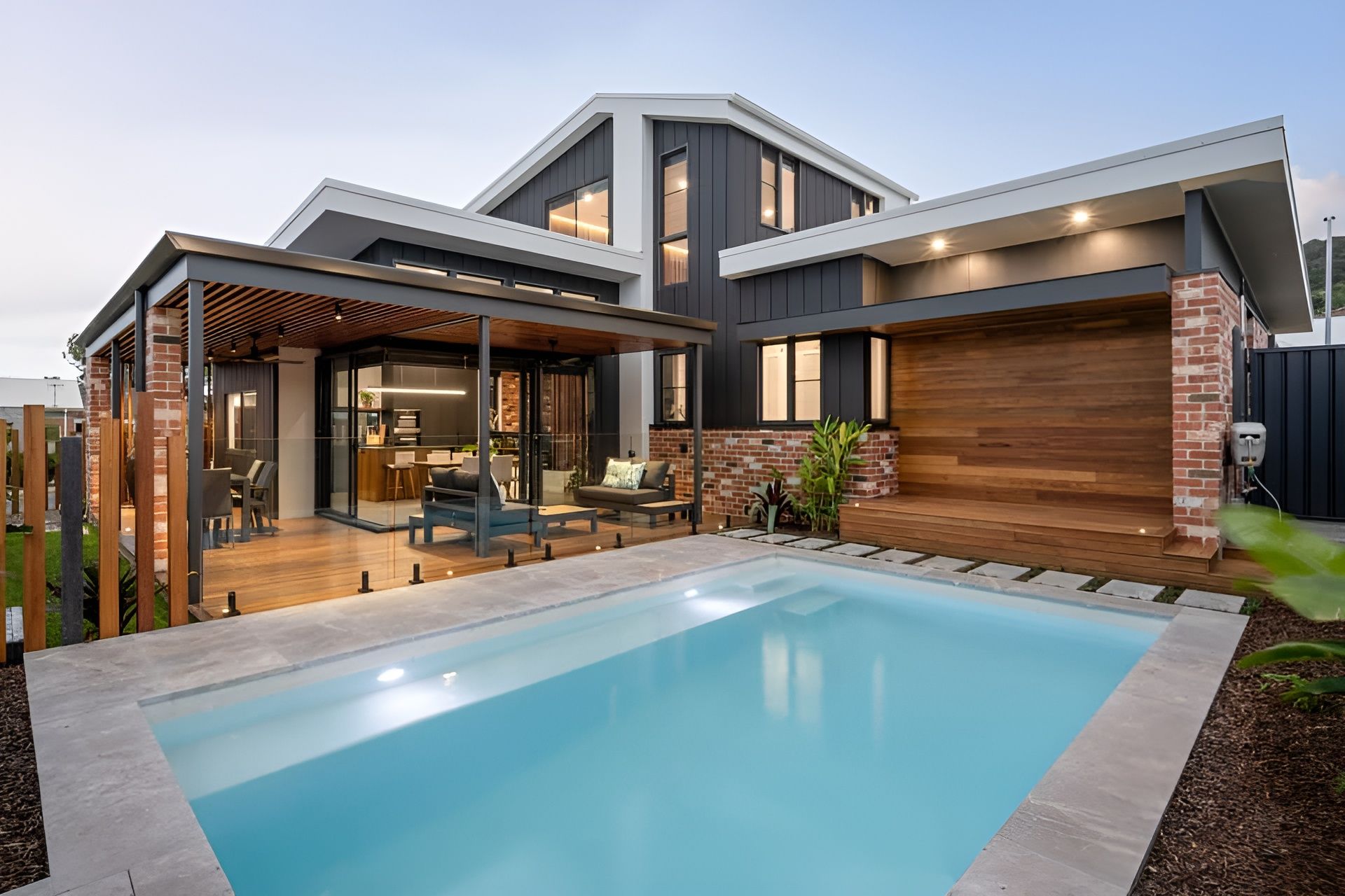 Modern Home with Pool and Outdoor Lounge — Master Glass & Glazing in Newcastle, NSW