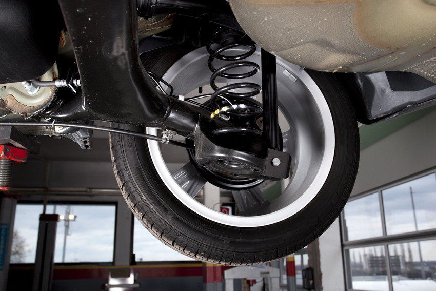 Shock absorbers and rear tire of a modern car