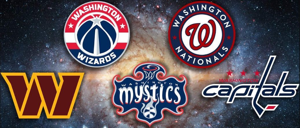 Logos for washington wizards washington nationals mystics and capitals