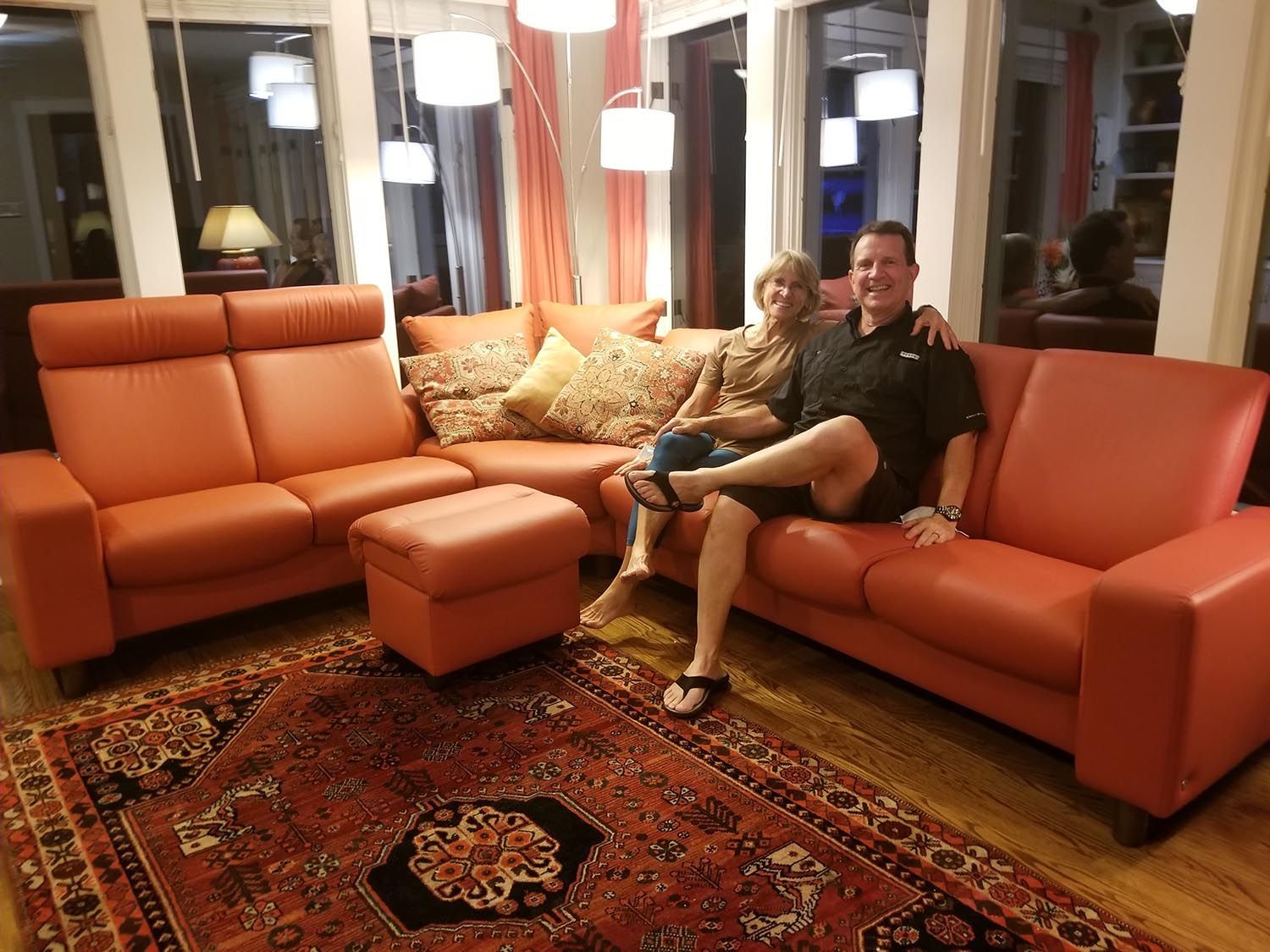 Super modern leather sectional sold at Eagles' Rest Natural Mattresses and Furniture inLawrence, Kansas.