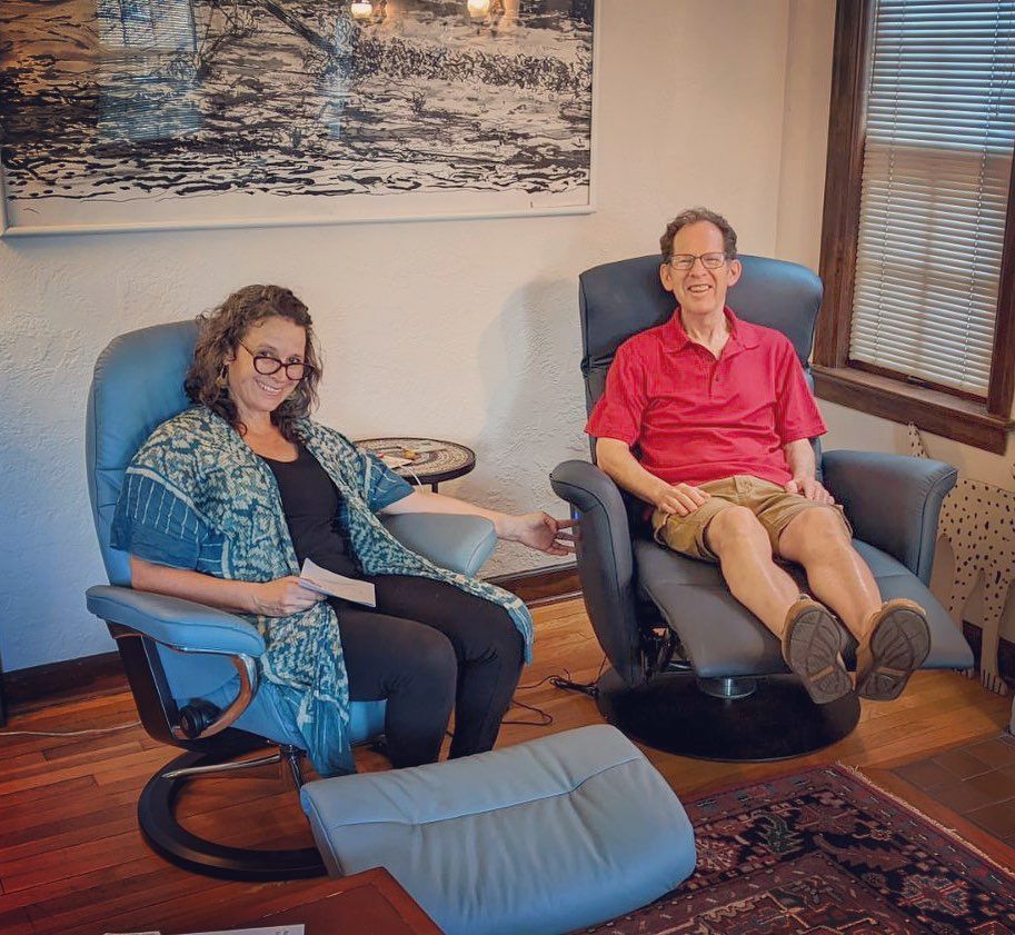 2 beautiful Ekorne leather recliners purchased from Eagles' Rest Natural Mattresses and Furniture inLawrence, Kansas.