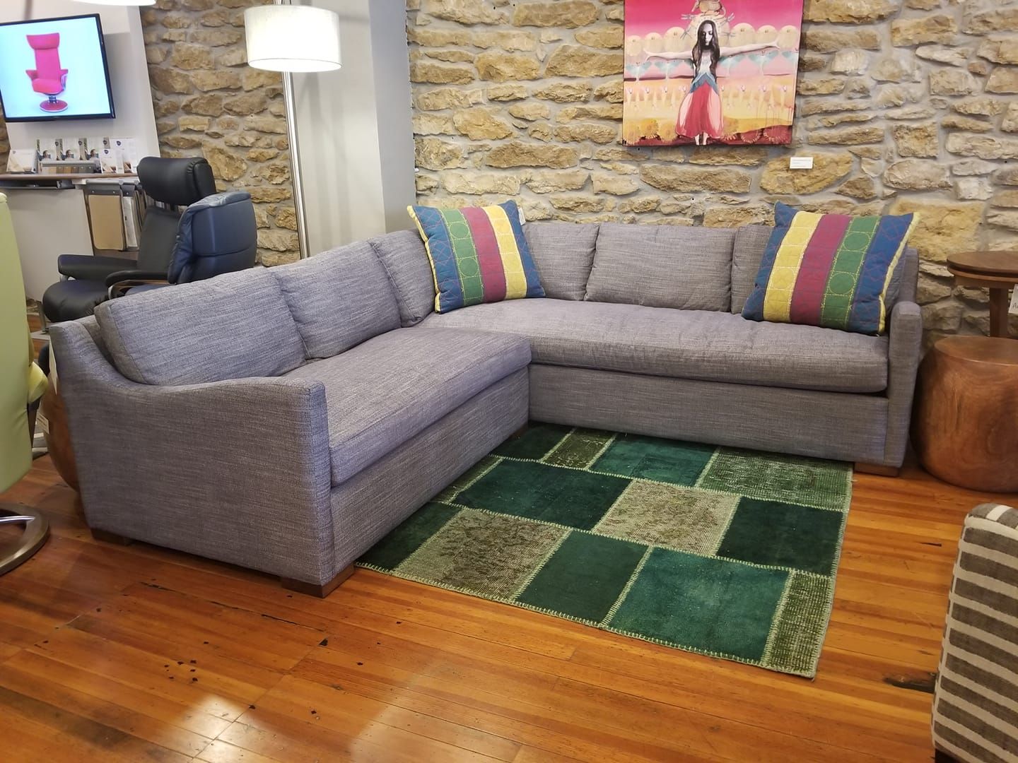 Lavender sectional sofa can be purchased from Eagles' Rest Natural Mattresses and Furniture inLawrence, Kansas.