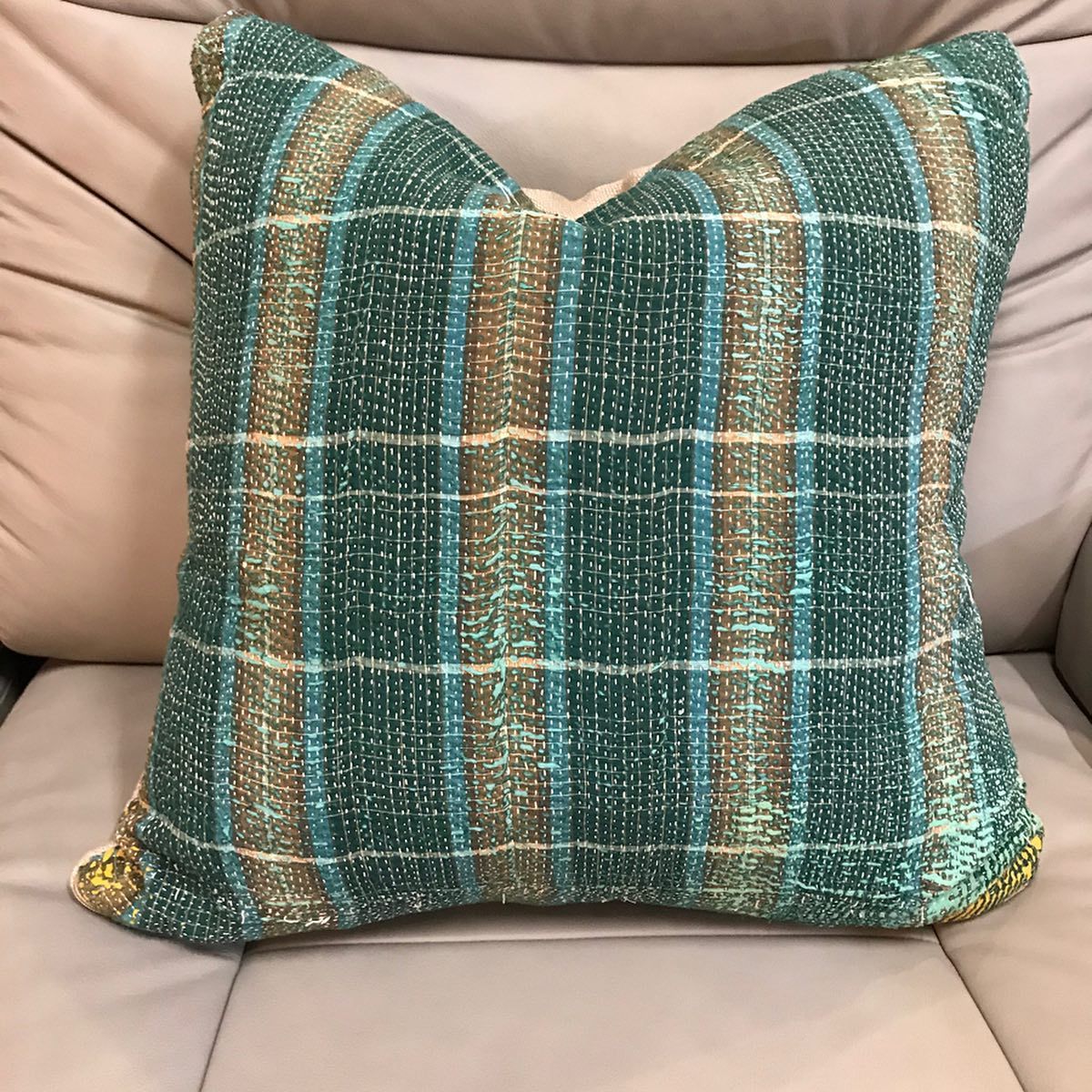 Pretty green pillow that you can purchase from Eagles' Rest Natural Mattresses and Furniture inLawrence, Kansas.