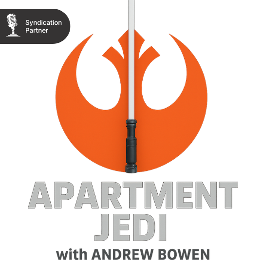 jedi crest with lightsaber and Apartment Jedi podcast title