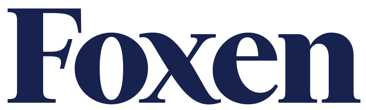 Foxen in dark blue text.