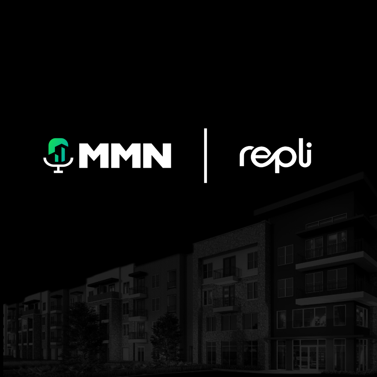 white MMN and repli logos with black background