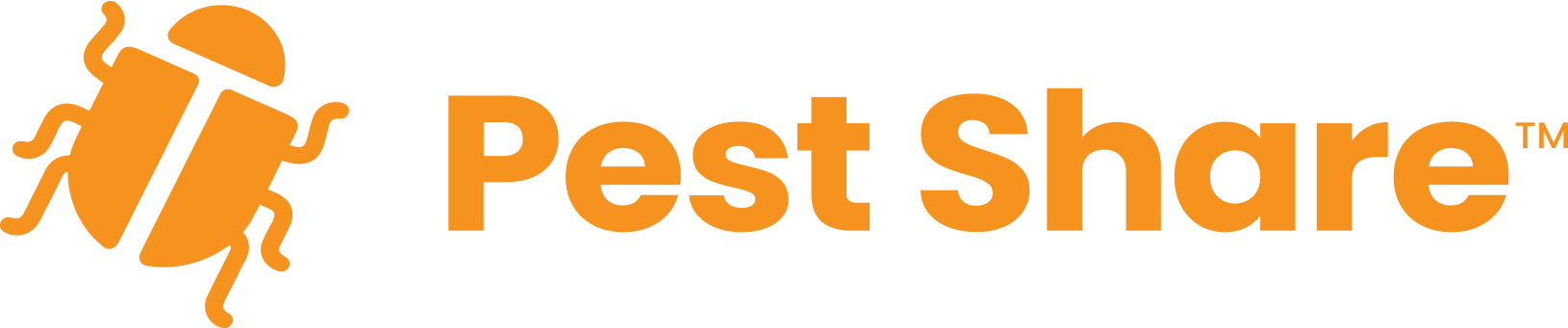 Orange logo with a stylized insect icon and the words 