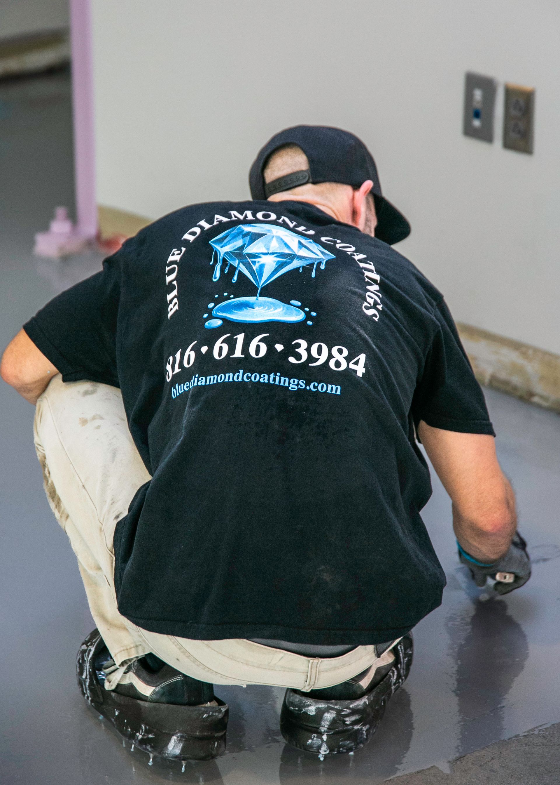 Blue diamond melting with liquid puddles below.