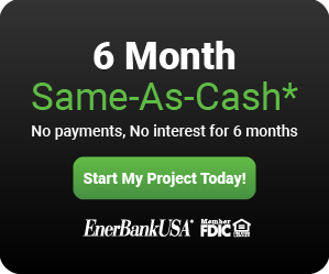 A sign that says 6 month same-as-cash no payments no interest for 6 months