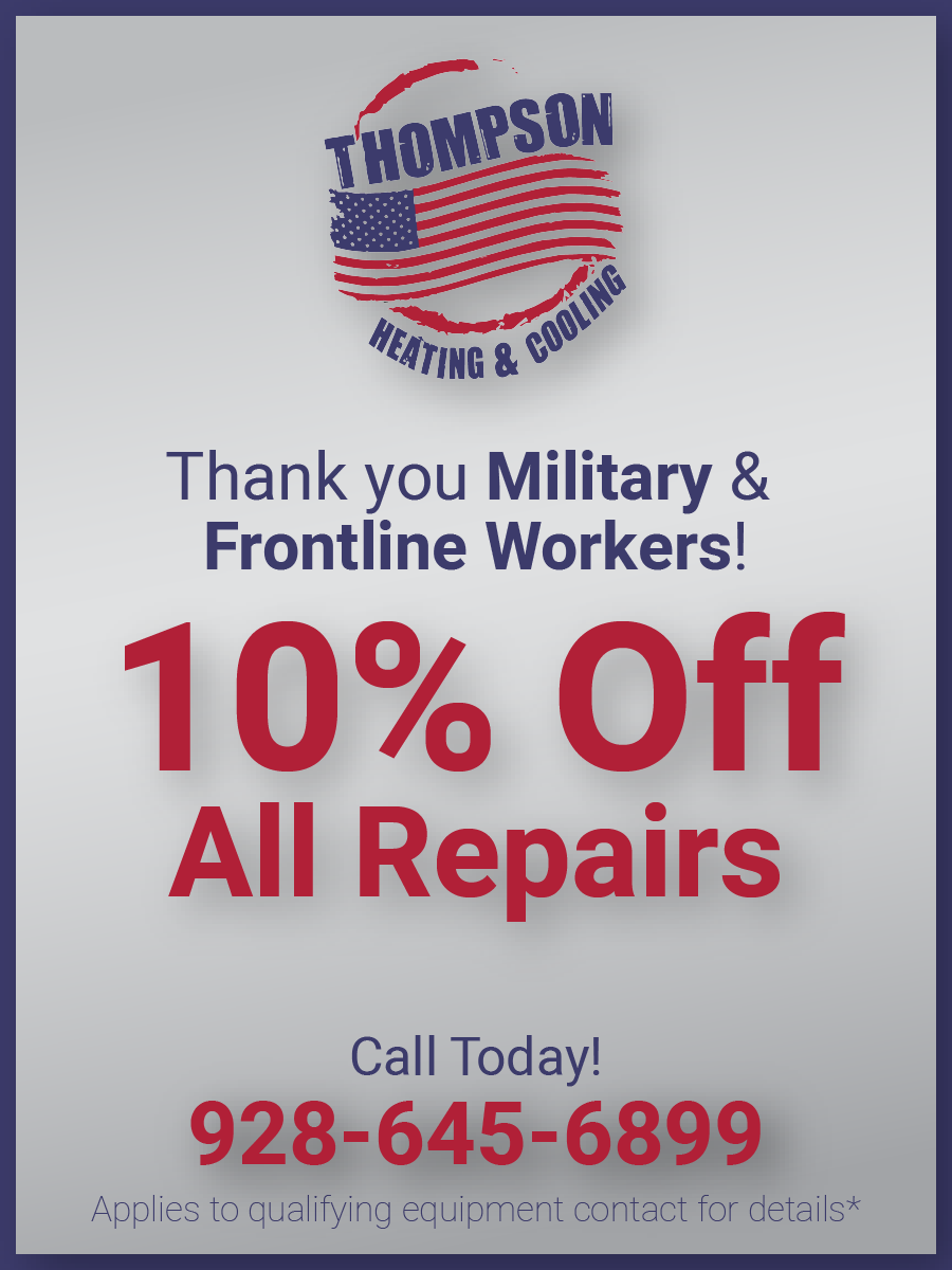 Thompson heating and cooling 10% off all repairs promotional graphic