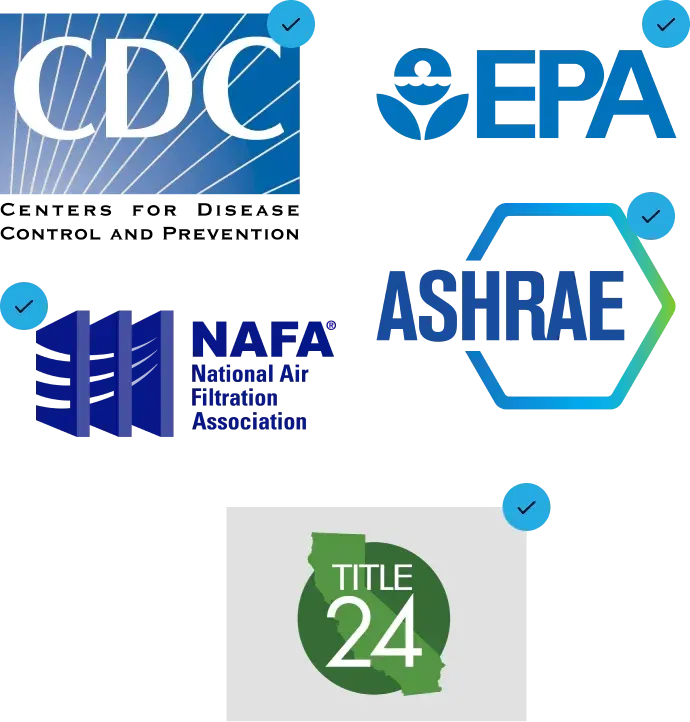 Logos for cdc epa nafa ashrae and title 24