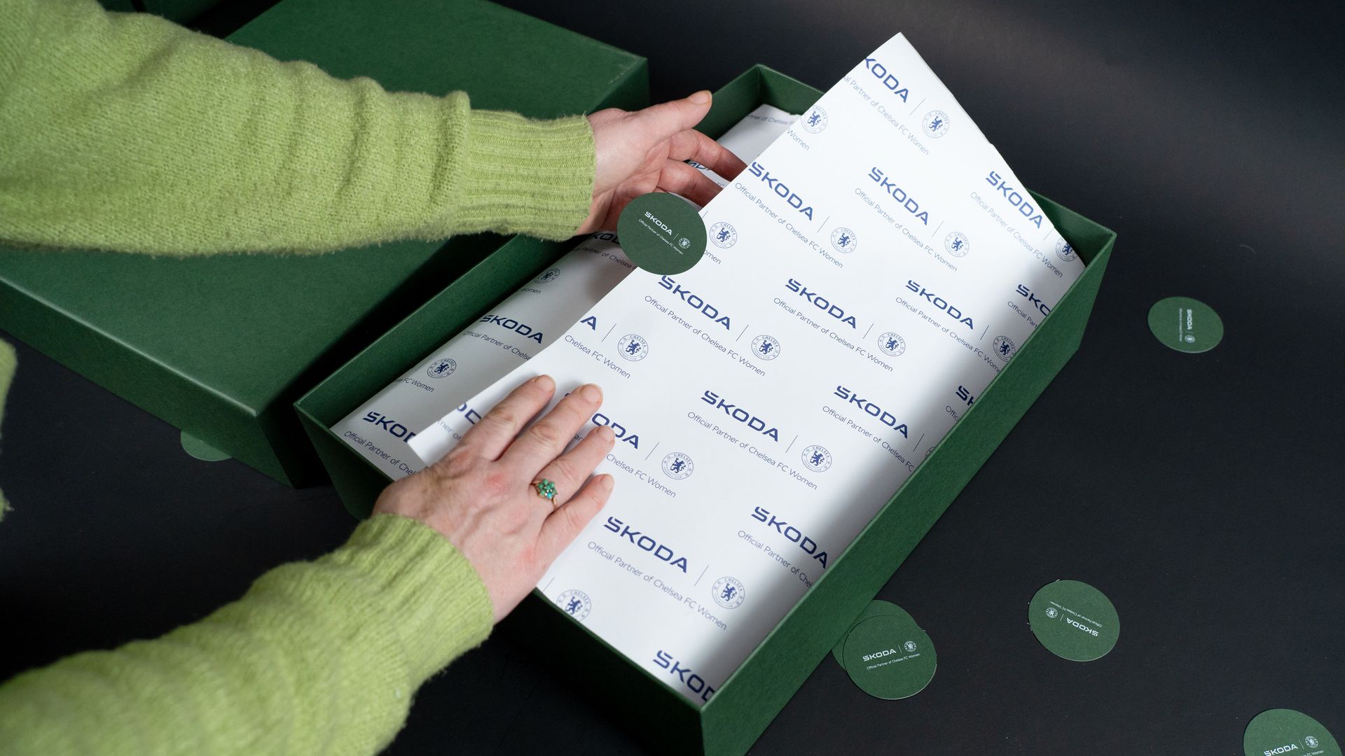 custom skoda gift paper inside lid and base box built by branded boxes.